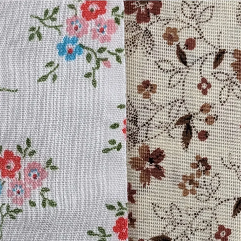 Lot 2 Vintage 1960s CALICO VIP FABRICS Semi-Sheer Cotton Bouquets Vines ~2.5 Yds